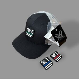 Vortex Services Black Grey Exchangeable Patch Trucker Hat Sz OS